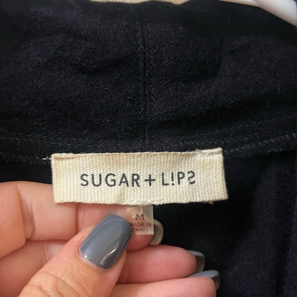 Sugarlips Elegant Black Wool Vest Coat Size Medium Open Front - Picture 3 of 8